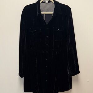 Coldwater Creek Black Velvet Button Down Shirt